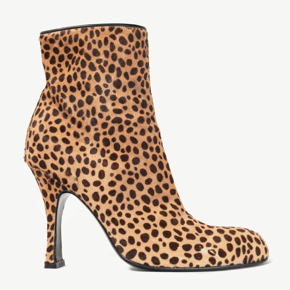 Gianni Versace Camel & Brown Cheetah Calf-Hair Booties